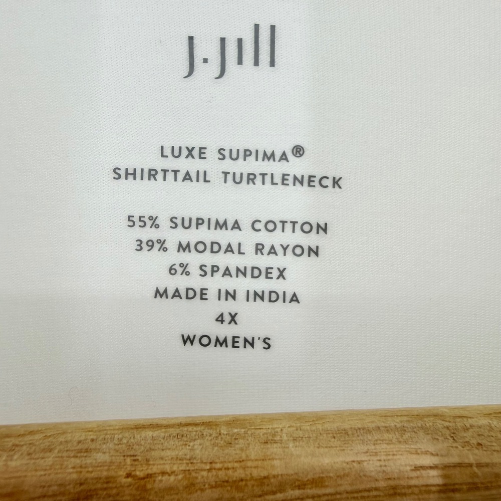 J. Jill Luxe Supima Shirttail Turtleneck White Long Sleeve Top Plus Size 4X - Picture 3 of 3
